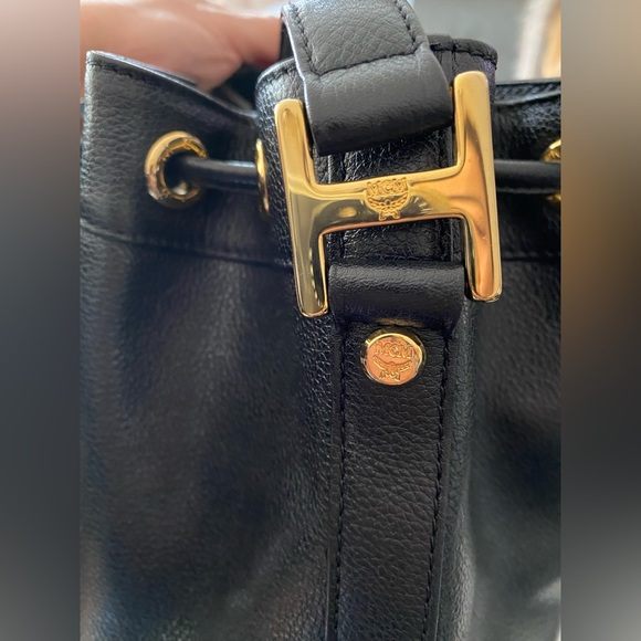 Authentic MCM Black leather Bucket Bag - Picture 8 of 12